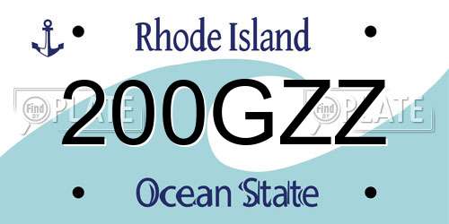 200GZZ Rhode Island License Plate