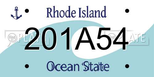 201A54 Rhode Island License Plate