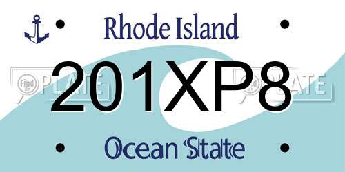 201XP8 Rhode Island License Plate