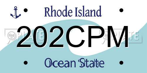 202CPM Rhode Island License Plate