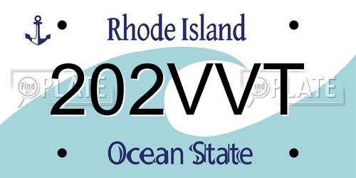 202VVT Rhode Island License Plate