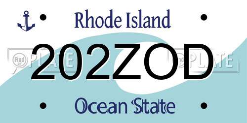 202ZOD Rhode Island License Plate