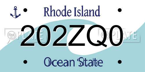202ZQ0 Rhode Island License Plate