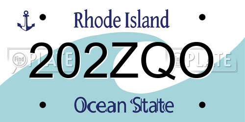 202ZQO Rhode Island License Plate