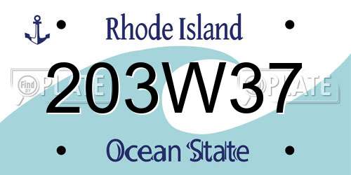 203W37 Rhode Island License Plate
