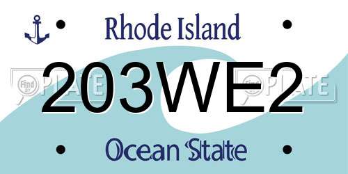 203WE2 Rhode Island License Plate