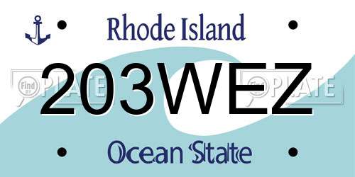 203WEZ Rhode Island License Plate