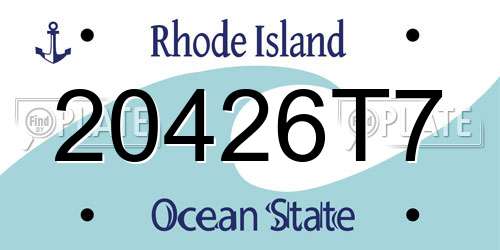20426T7 Rhode Island License Plate