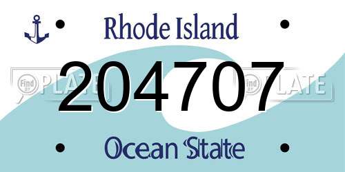 204707 Rhode Island License Plate