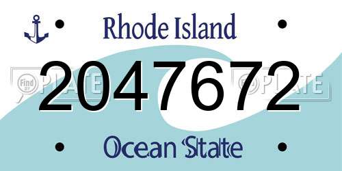 2047672 Rhode Island License Plate