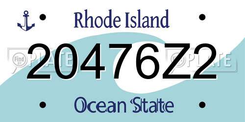 20476Z2 Rhode Island License Plate