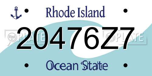 20476Z7 Rhode Island License Plate