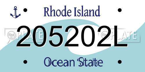 205202L Rhode Island License Plate