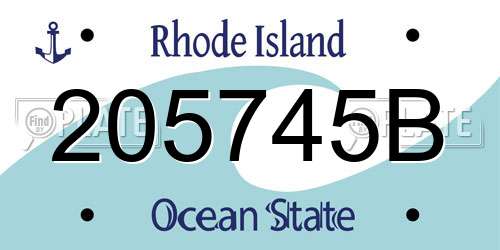 205745B Rhode Island License Plate