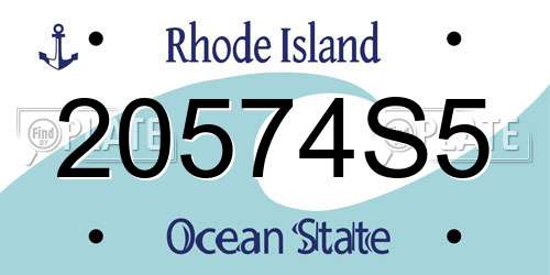20574S5 Rhode Island License Plate