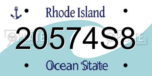 20574S8 Rhode Island License Plate