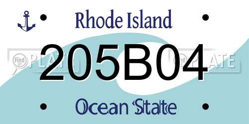 205B04 Rhode Island License Plate
