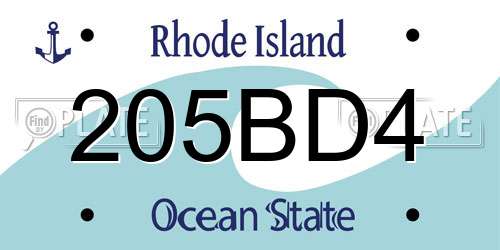 205BD4 Rhode Island License Plate