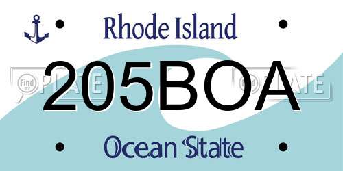 205BOA Rhode Island License Plate