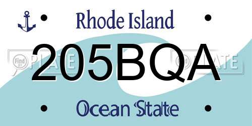 205BQA Rhode Island License Plate