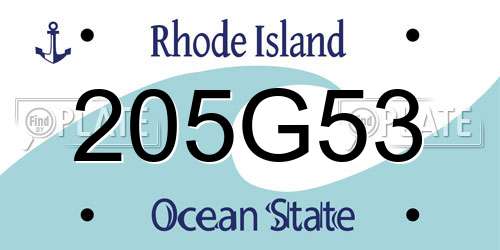 205G53 Rhode Island License Plate