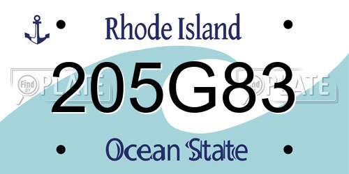 205G83 Rhode Island License Plate