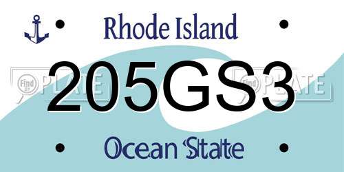 205GS3 Rhode Island License Plate