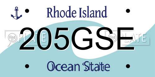 205GSE Rhode Island License Plate