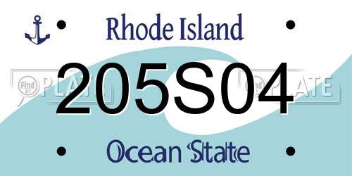 205S04 Rhode Island License Plate