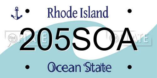 205SOA Rhode Island License Plate