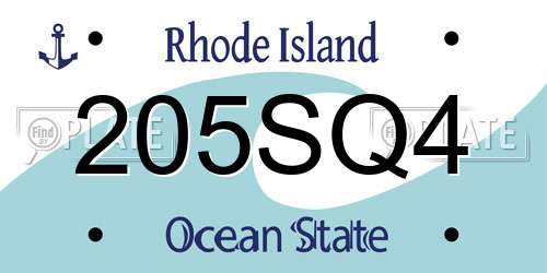 205SQ4 Rhode Island License Plate