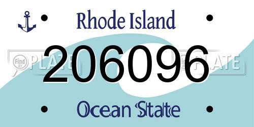 206096 Rhode Island License Plate