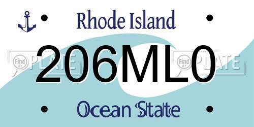 206ML0 Rhode Island License Plate
