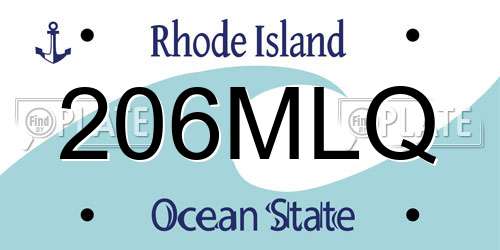 206MLQ Rhode Island License Plate