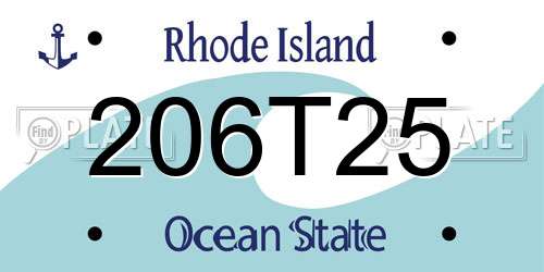 206T25 Rhode Island License Plate