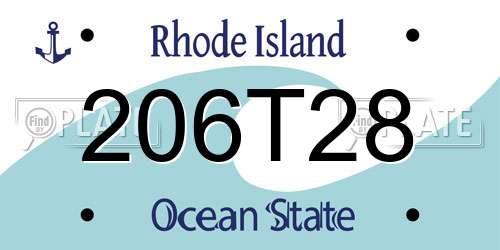 206T28 Rhode Island License Plate