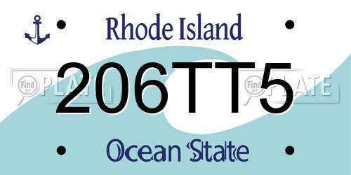 206TT5 Rhode Island License Plate