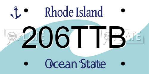 206TTB Rhode Island License Plate