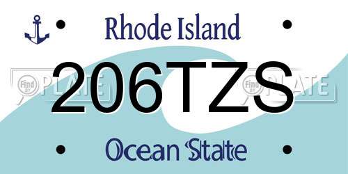 206TZS Rhode Island License Plate