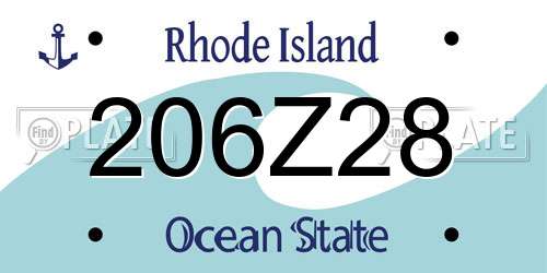 206Z28 Rhode Island License Plate
