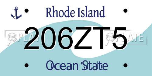 206ZT5 Rhode Island License Plate
