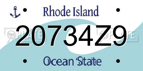 20734Z9 Rhode Island License Plate