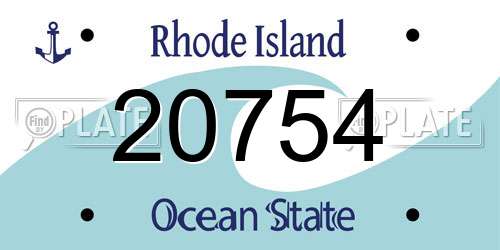 20754 Rhode Island License Plate