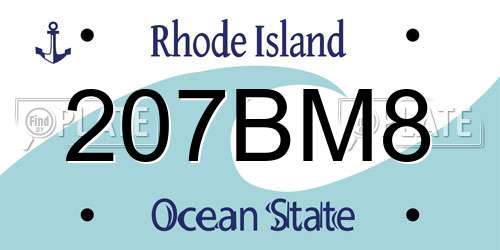 207BM8 Rhode Island License Plate