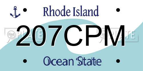 207CPM Rhode Island License Plate