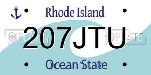 207JTU Rhode Island License Plate