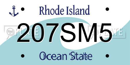 207SM5 Rhode Island License Plate