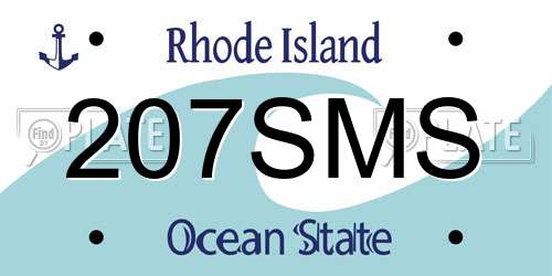 207SMS Rhode Island License Plate