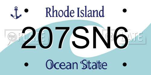 207SN6 Rhode Island License Plate