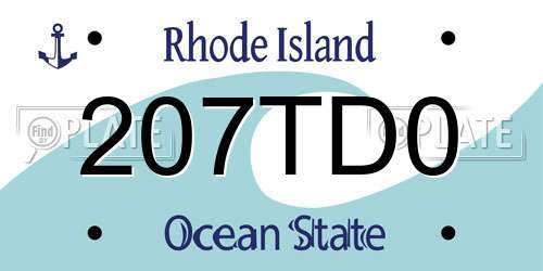 207TD0 Rhode Island License Plate